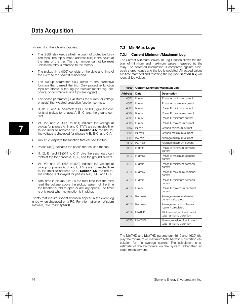 Data acquisition | Siemens ISGS SG8158-00 User Manual | Page 50 / 121