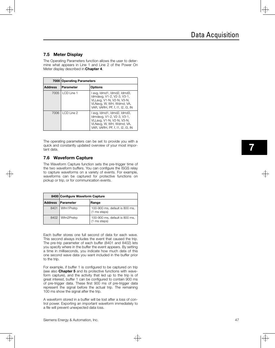 Data acquisition | Siemens ISGS SG8158-00 User Manual | Page 53 / 121