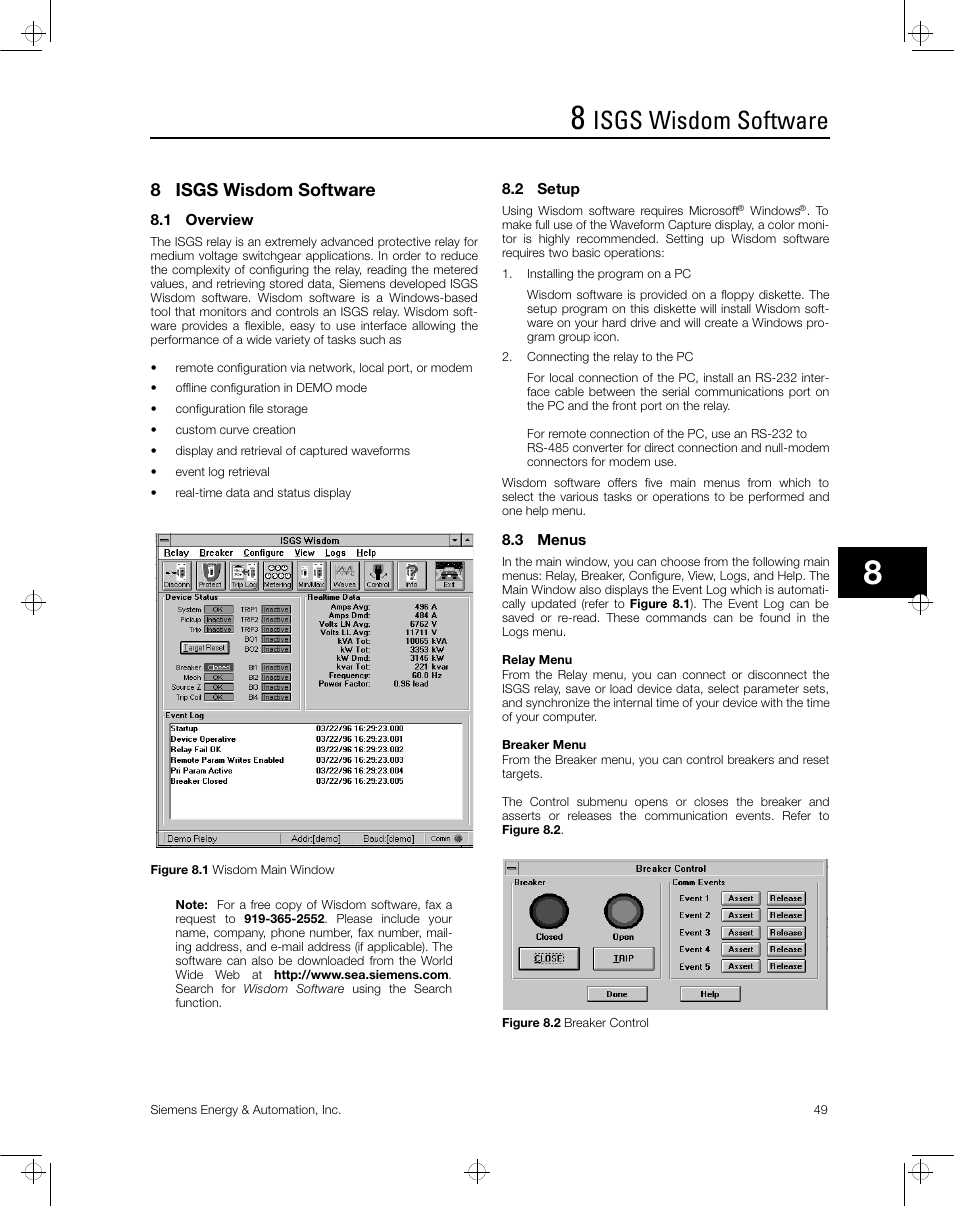 Isgs wisdom software, 8 isgs wisdom software | Siemens ISGS SG8158-00 User Manual | Page 55 / 121