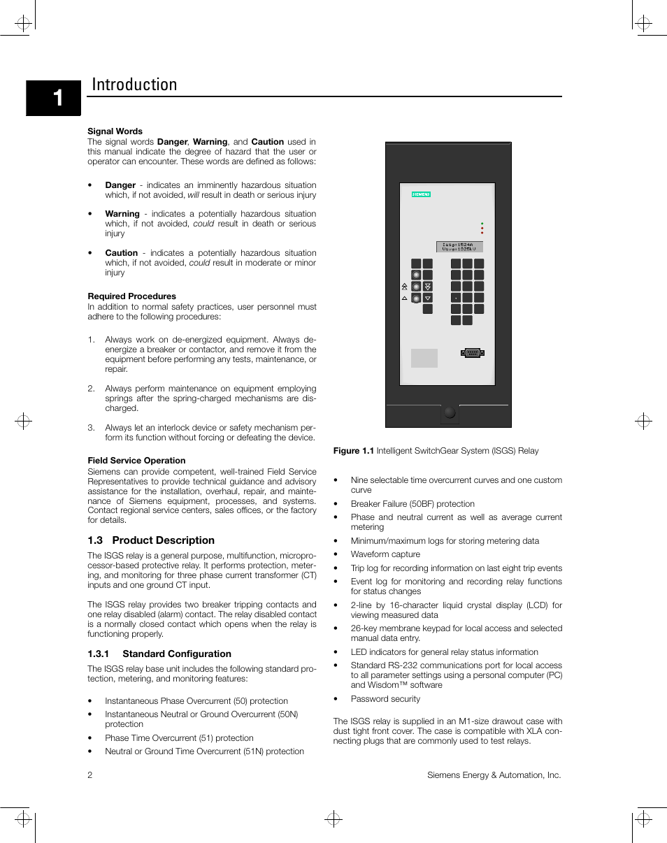 Introduction, 3 product description | Siemens ISGS SG8158-00 User Manual | Page 8 / 121