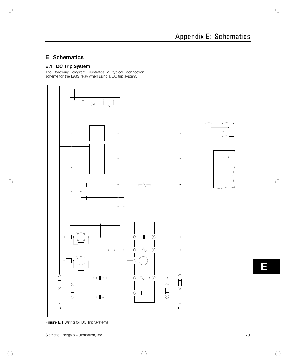 Appendix e: schematics, E schematics, E.1 dc trip system | Siemens ISGS SG8158-00 User Manual | Page 85 / 121