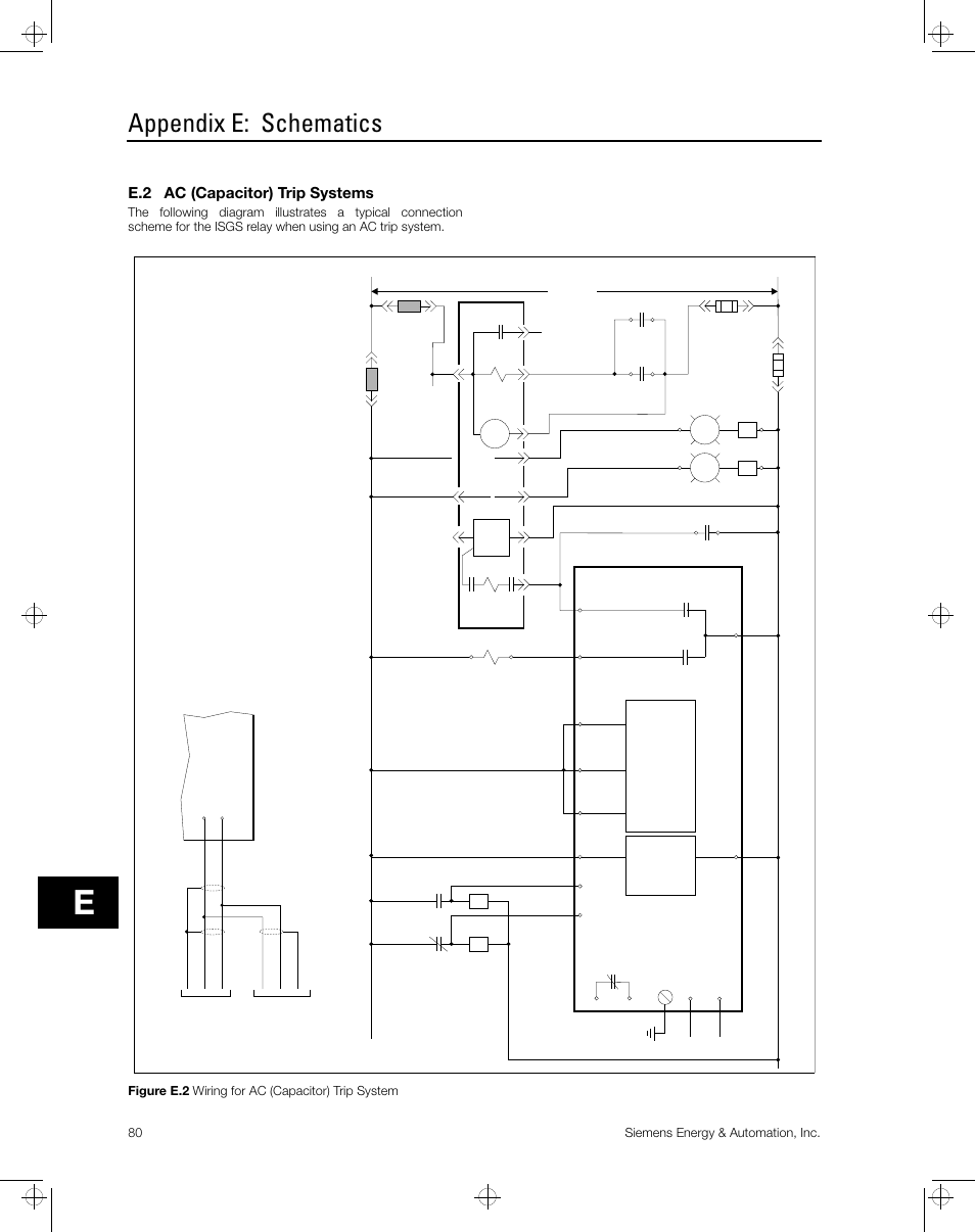 Appendix e: schematics, E.2 ac (capacitor) trip systems | Siemens ISGS SG8158-00 User Manual | Page 86 / 121