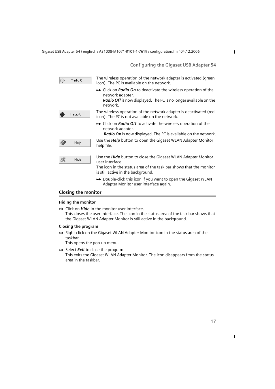 Closing the monitor | Siemens 54 User Manual | Page 19 / 56