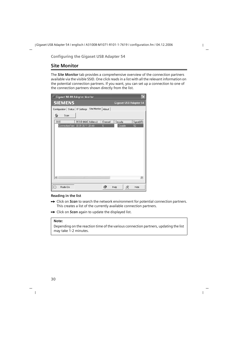 Site monitor | Siemens 54 User Manual | Page 32 / 56