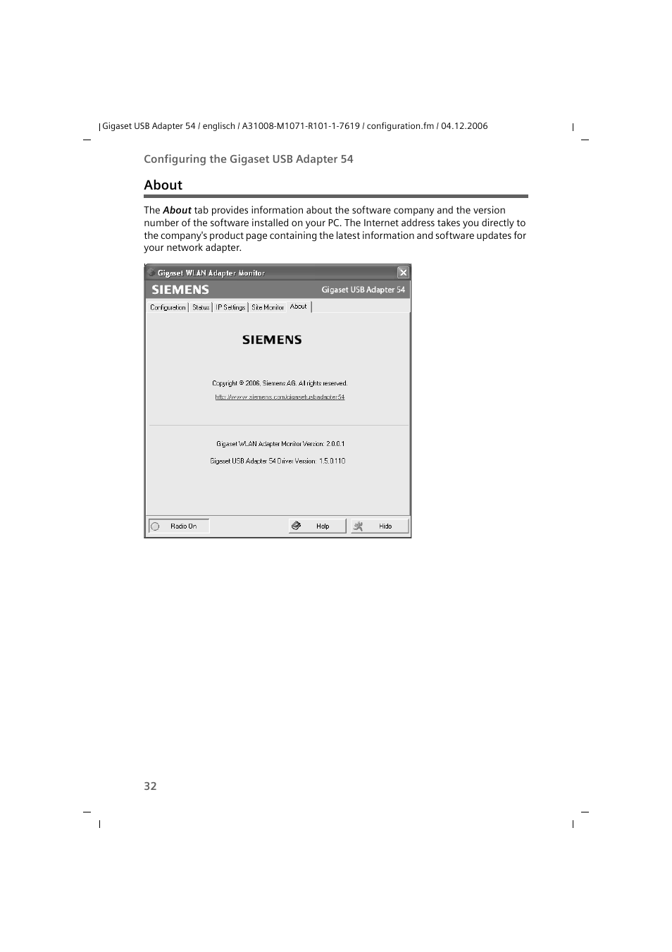 About | Siemens 54 User Manual | Page 34 / 56