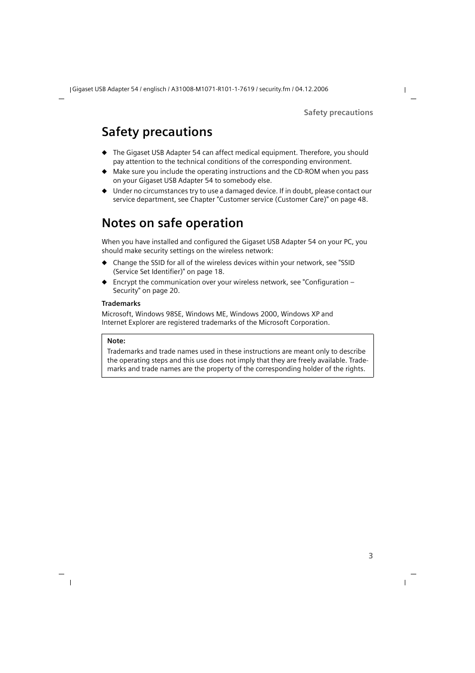 Safety precautions, Notes on safe operation, Safety precautions notes on safe operation | Siemens 54 User Manual | Page 5 / 56