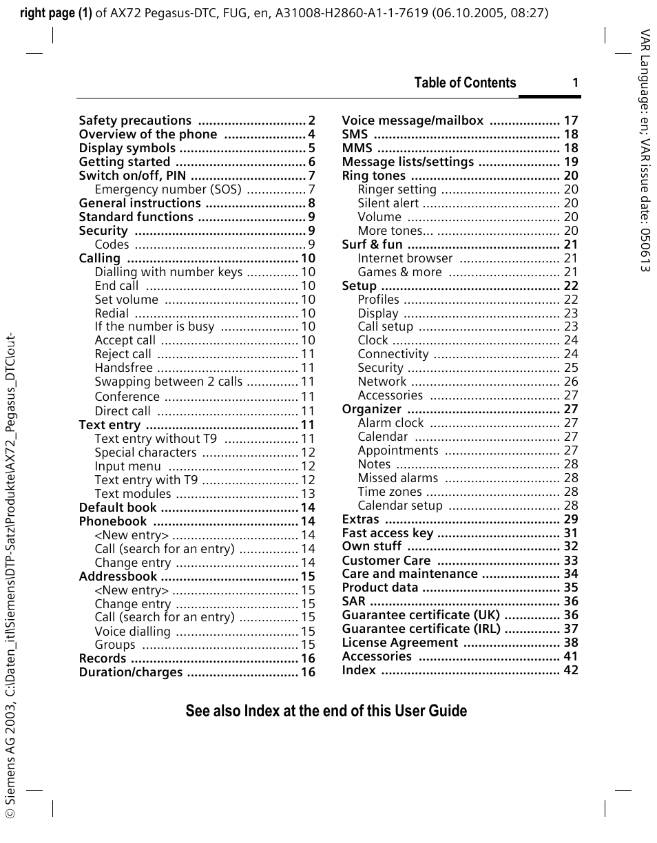 Siemens PEGASUS-DTC AX72 User Manual | 44 pages