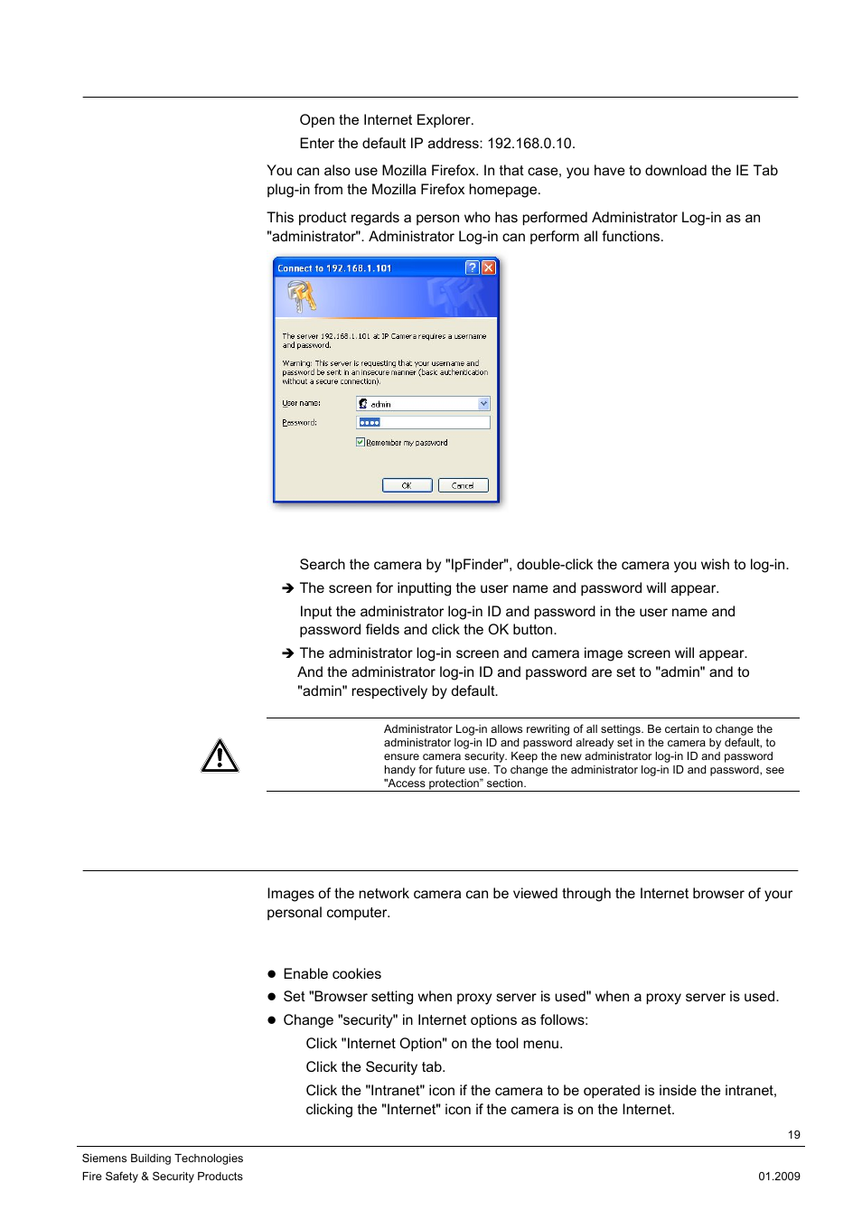 7 log-in screen, 8 viewing and listening | Siemens CCMX1315-LP User Manual | Page 19 / 60