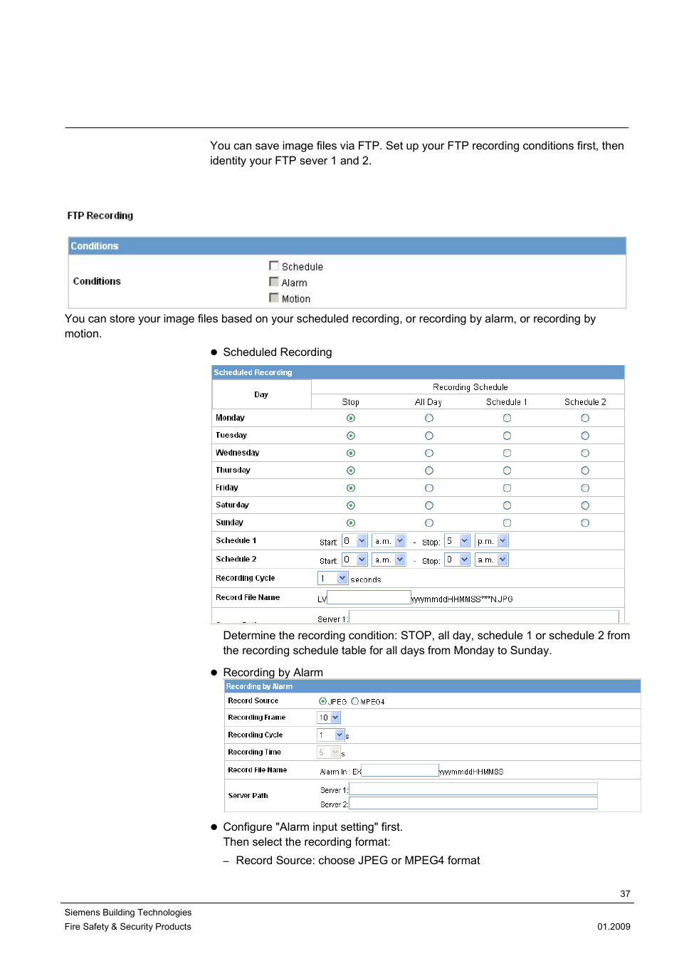 5 record, 1 ftp recording | Siemens CCMX1315-LP User Manual | Page 37 / 60