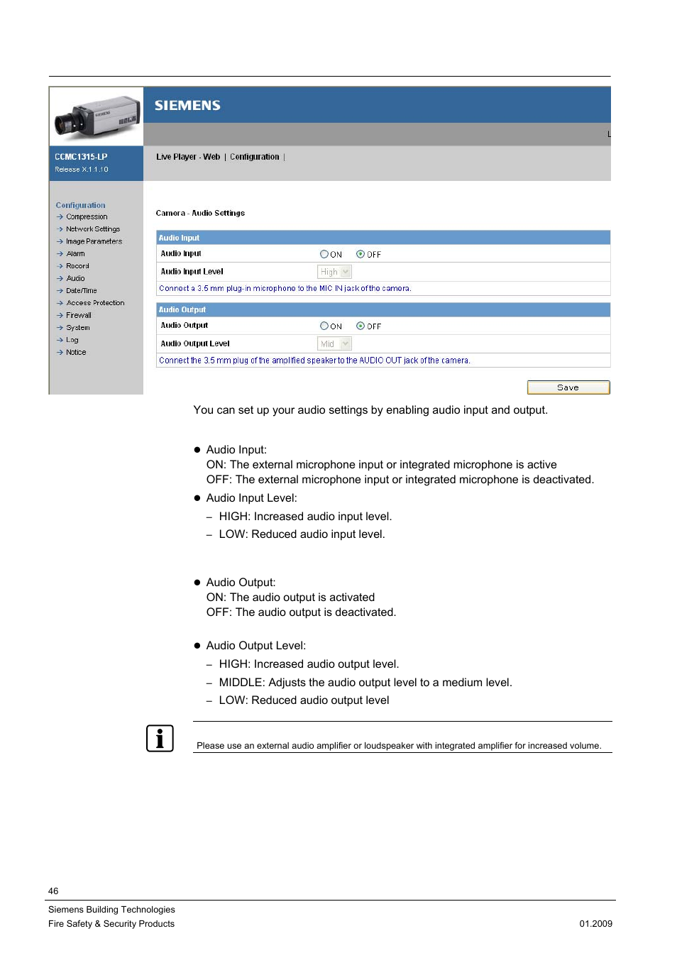 6 audio | Siemens CCMX1315-LP User Manual | Page 46 / 60