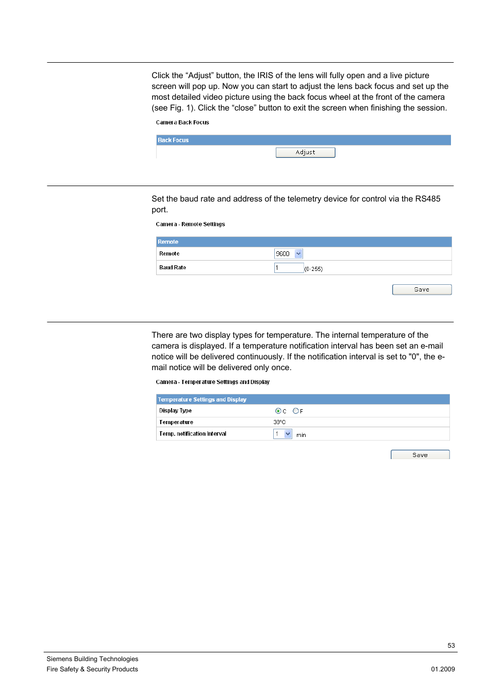 4 backfocus, 5 remote, 6 temperature | Siemens CCMX1315-LP User Manual | Page 53 / 60