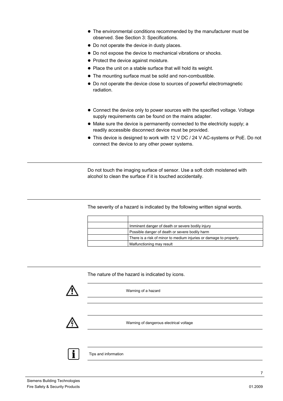 3 cleaning, 3 meaning of the signal words, 4 meaning of the hazard symbols | Siemens CCMX1315-LP User Manual | Page 7 / 60