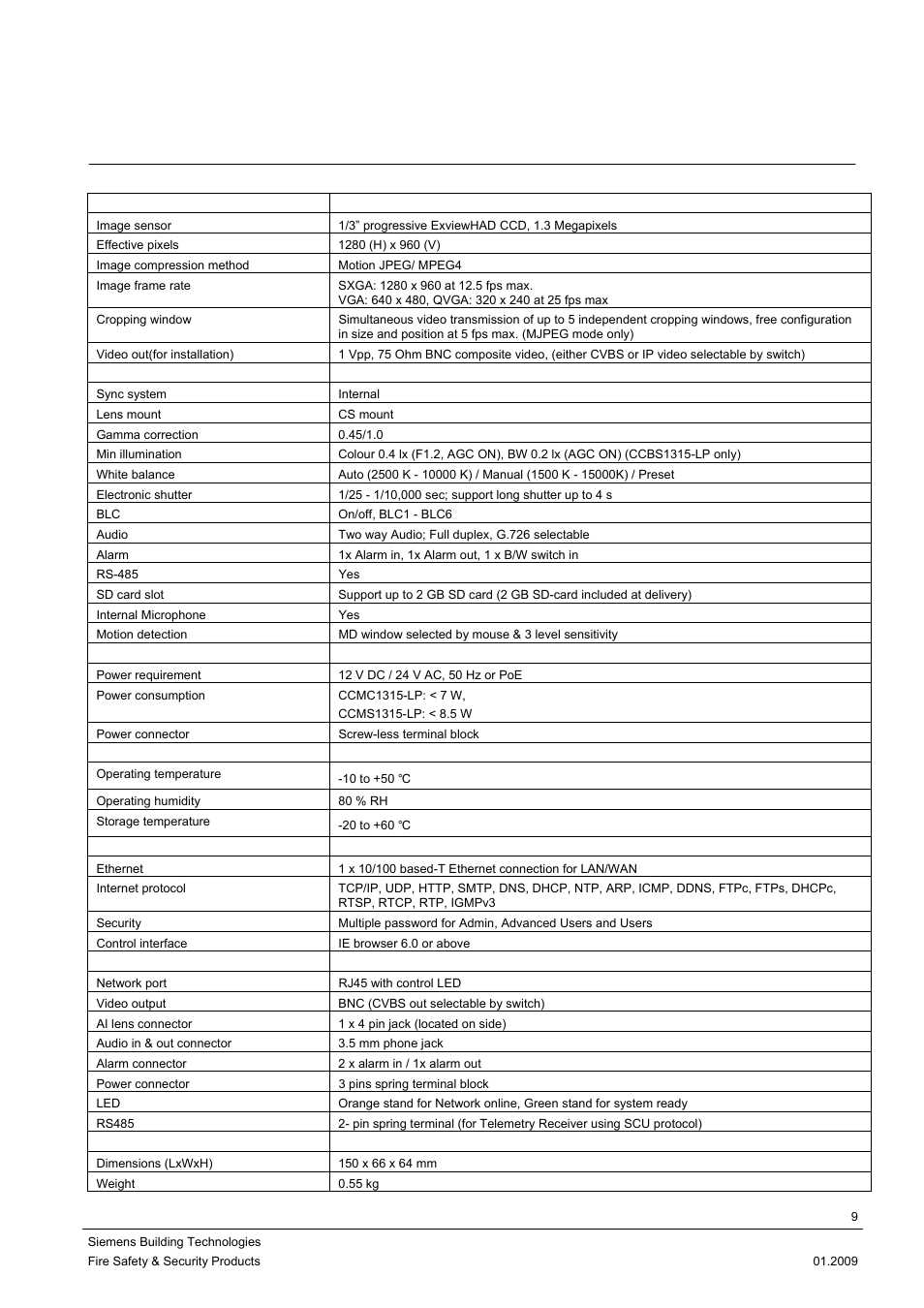 3 specifications, Specifications | Siemens CCMX1315-LP User Manual | Page 9 / 60