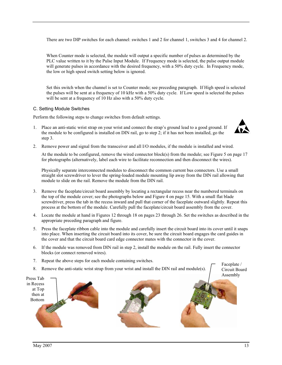 C. setting module switches | Siemens IGWIPS200-1 User Manual | Page 15 / 36