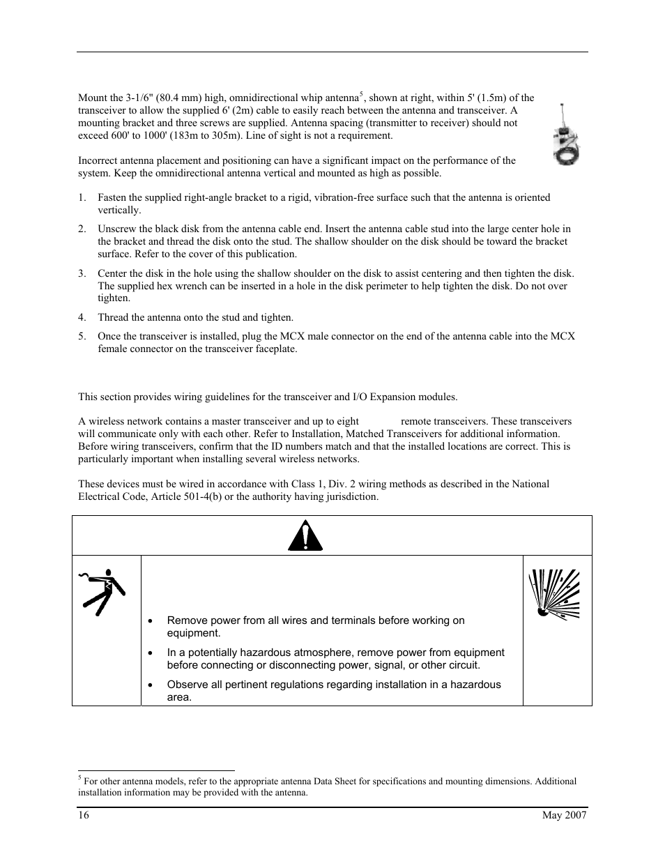 Mounting the 1/4-wave whip antenna, Wiring | Siemens IGWIPS200-1 User Manual | Page 18 / 36