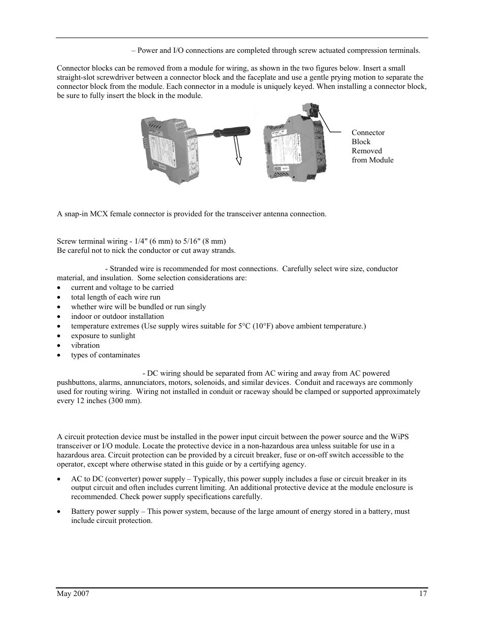 Figure 5 removing a connector block | Siemens IGWIPS200-1 User Manual | Page 19 / 36