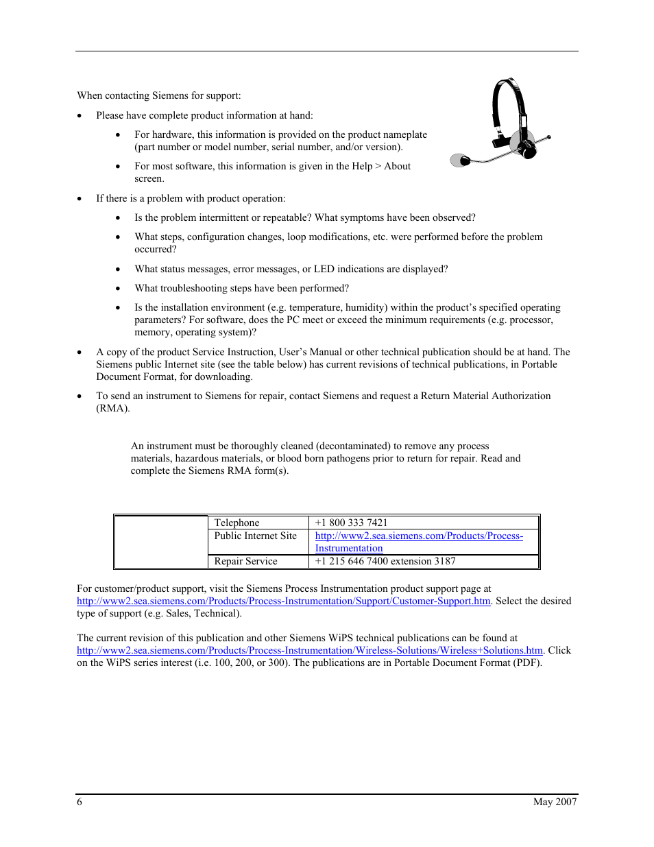 Product support | Siemens IGWIPS200-1 User Manual | Page 8 / 36