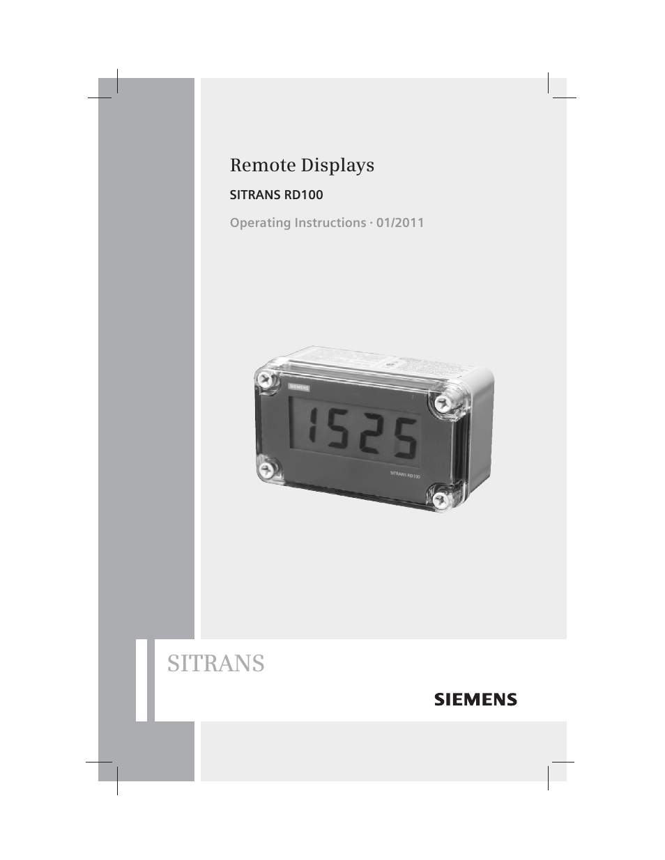 Siemens Remote Displays SITRANS RD100 User Manual | 12 pages