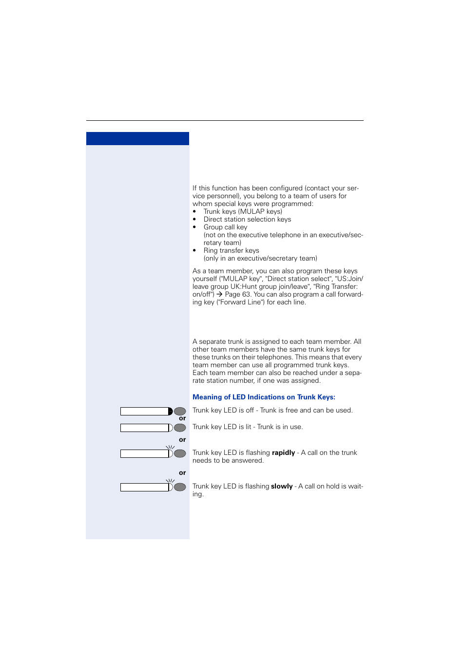 Using trunk keys | Siemens OPTIPOINT HIPATH 2000 User Manual | Page 102 / 139