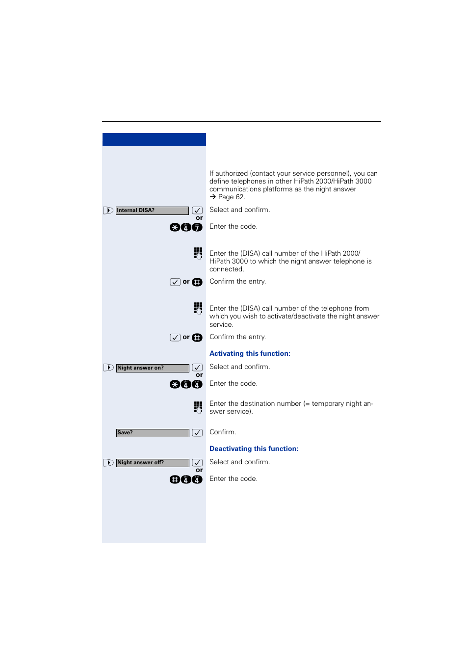 Using night answer | Siemens OPTIPOINT HIPATH 2000 User Manual | Page 113 / 139