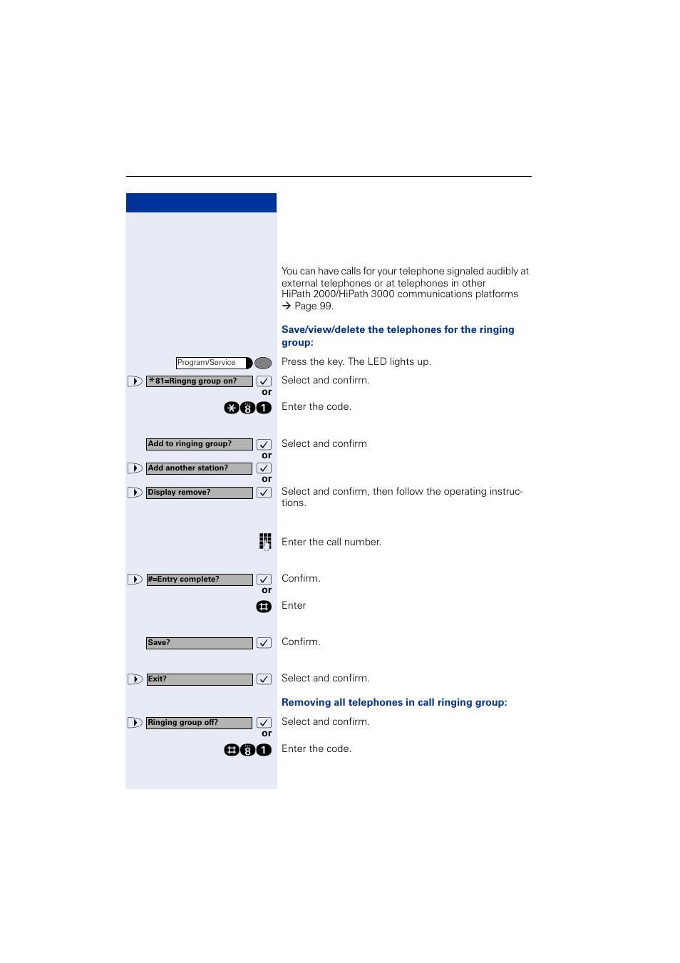 Activating and deactivating a ringing group | Siemens OPTIPOINT HIPATH 2000 User Manual | Page 114 / 139