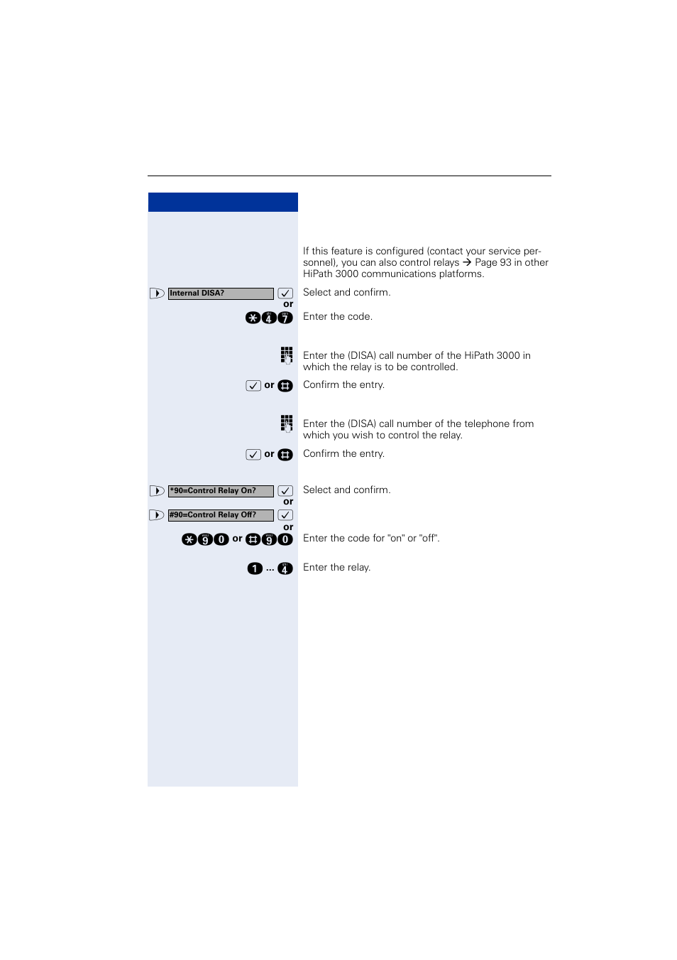 Controlling relays (not for hipath2000), Controlling relays (not for hipath 2000) | Siemens OPTIPOINT HIPATH 2000 User Manual | Page 115 / 139