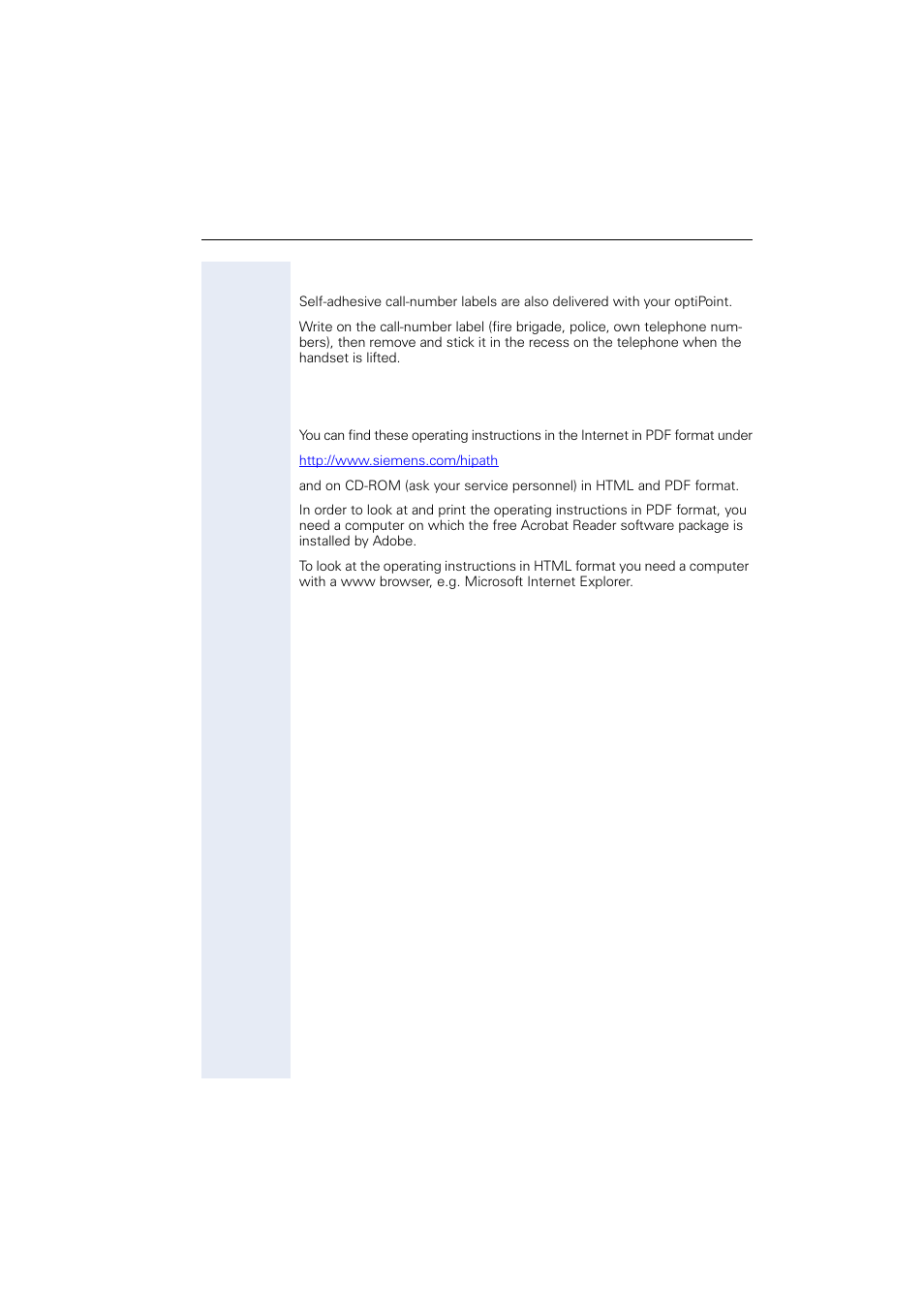 Attaching a station number label, Documentation, Attaching a station number label documentation | Siemens OPTIPOINT HIPATH 2000 User Manual | Page 121 / 139