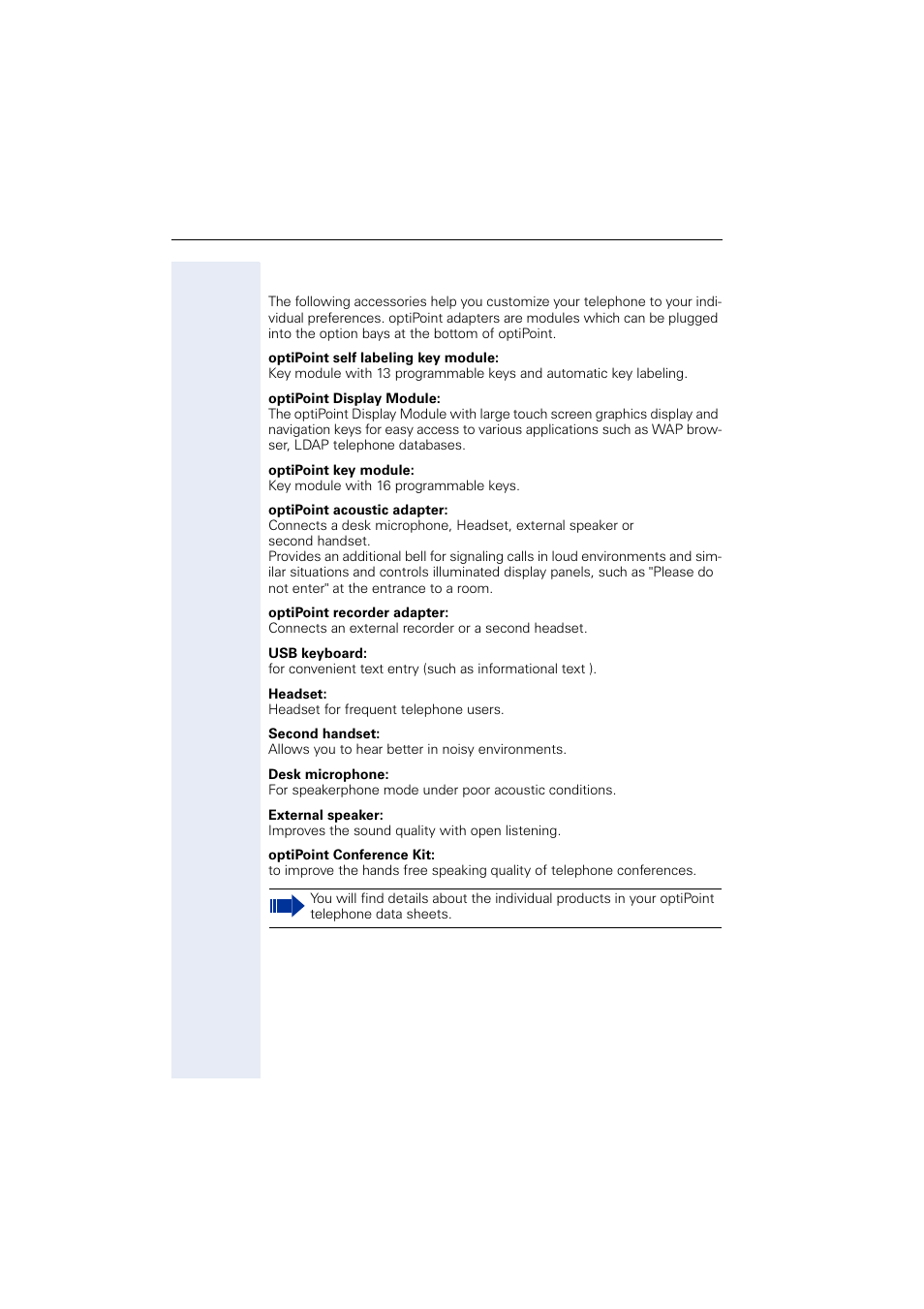 Accessories | Siemens OPTIPOINT HIPATH 2000 User Manual | Page 122 / 139