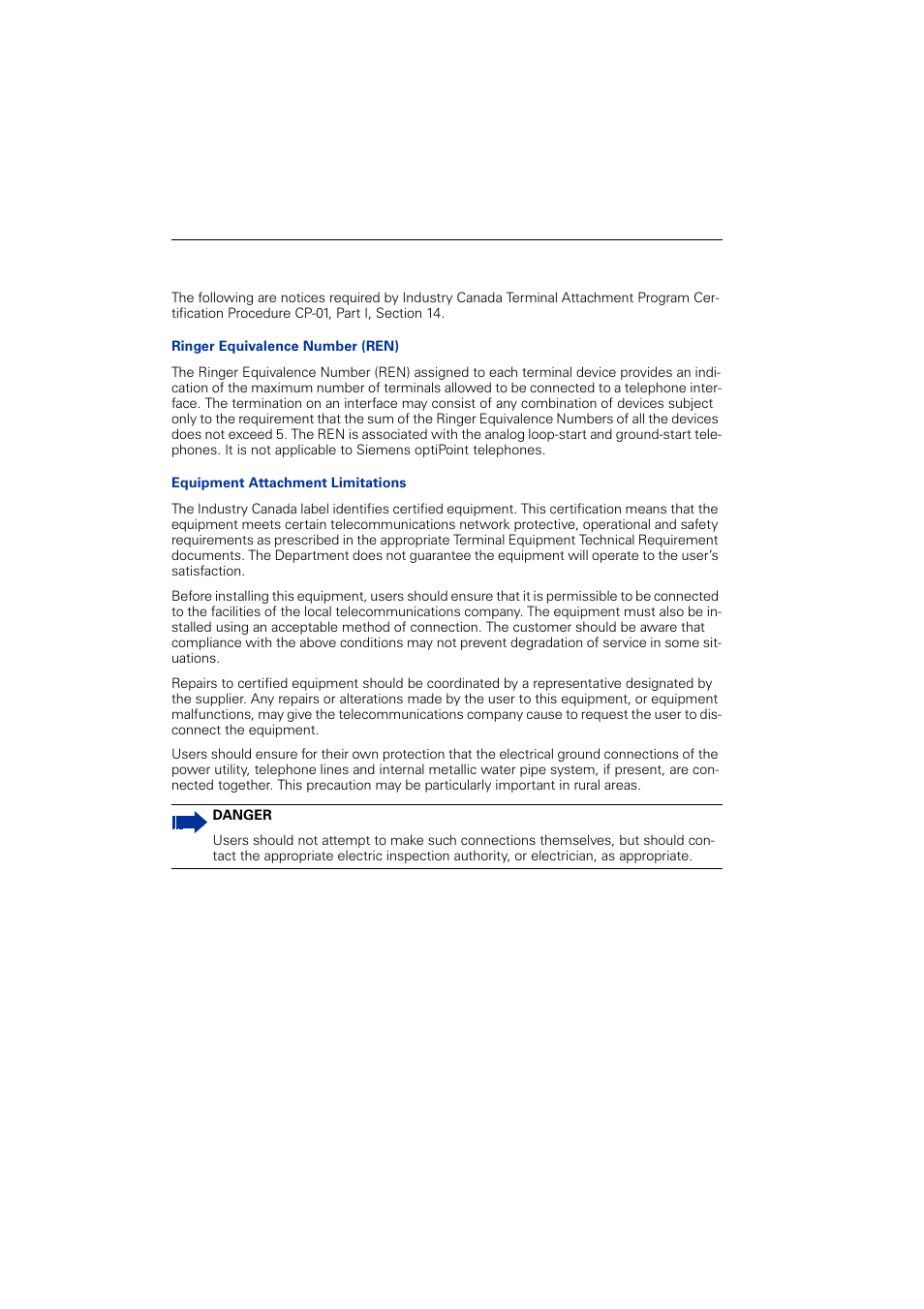 Equipment attachment limitations | Siemens OPTIPOINT HIPATH 2000 User Manual | Page 138 / 139