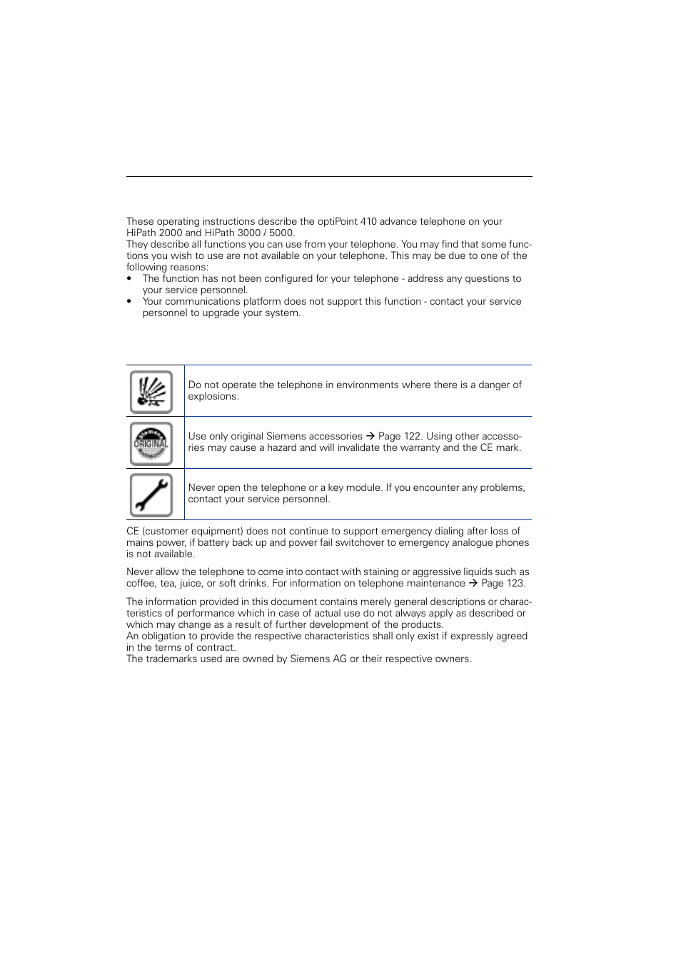 Before you begin, Important notes | Siemens OPTIPOINT HIPATH 2000 User Manual | Page 2 / 139