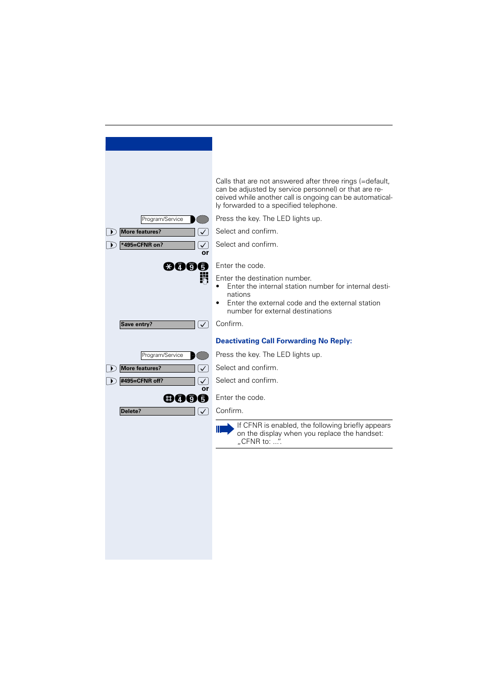 Using call forwarding no reply (cfnr) | Siemens OPTIPOINT HIPATH 2000 User Manual | Page 23 / 139
