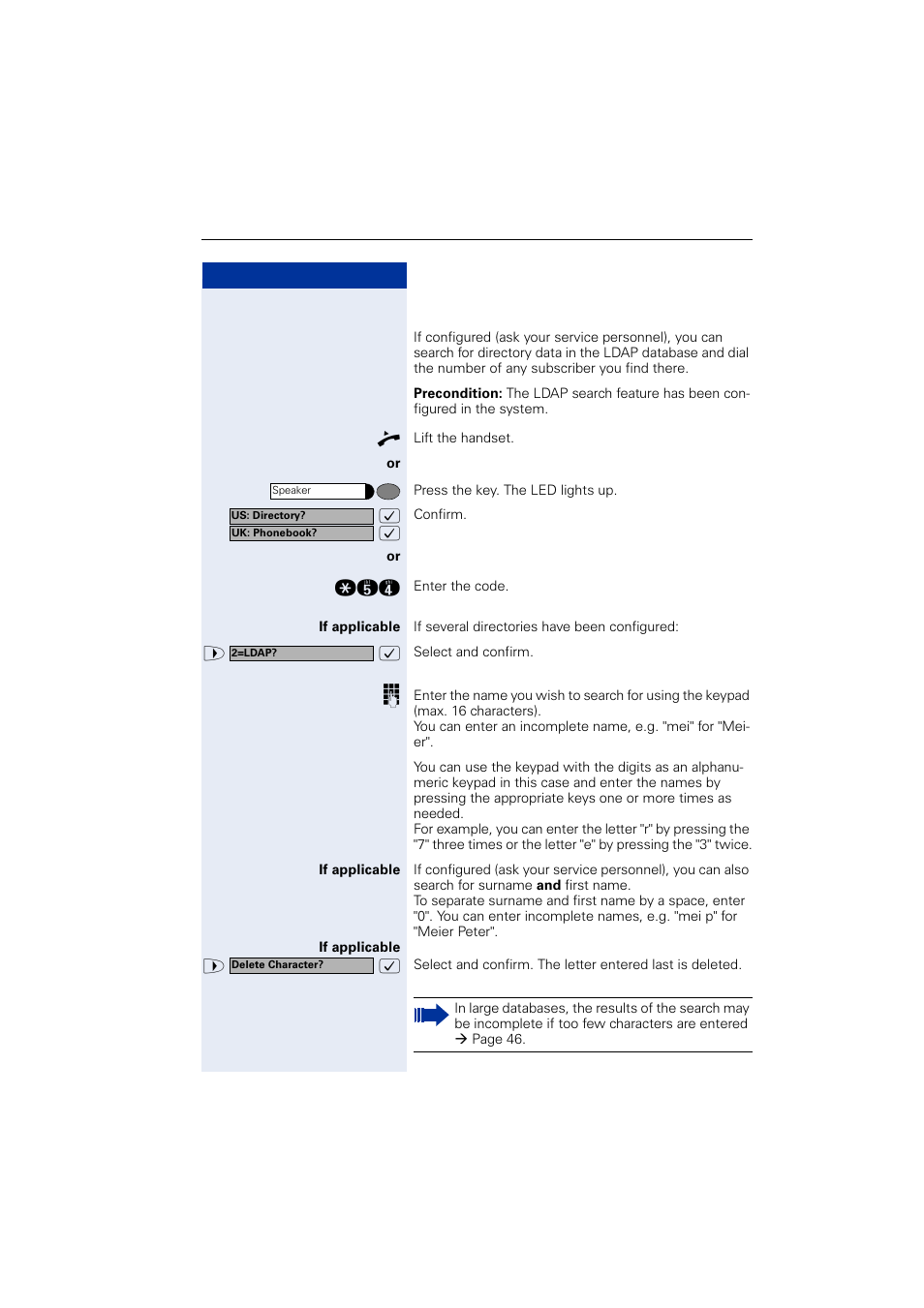 Dialing from the telephone database (ldap) | Siemens OPTIPOINT HIPATH 2000 User Manual | Page 45 / 139