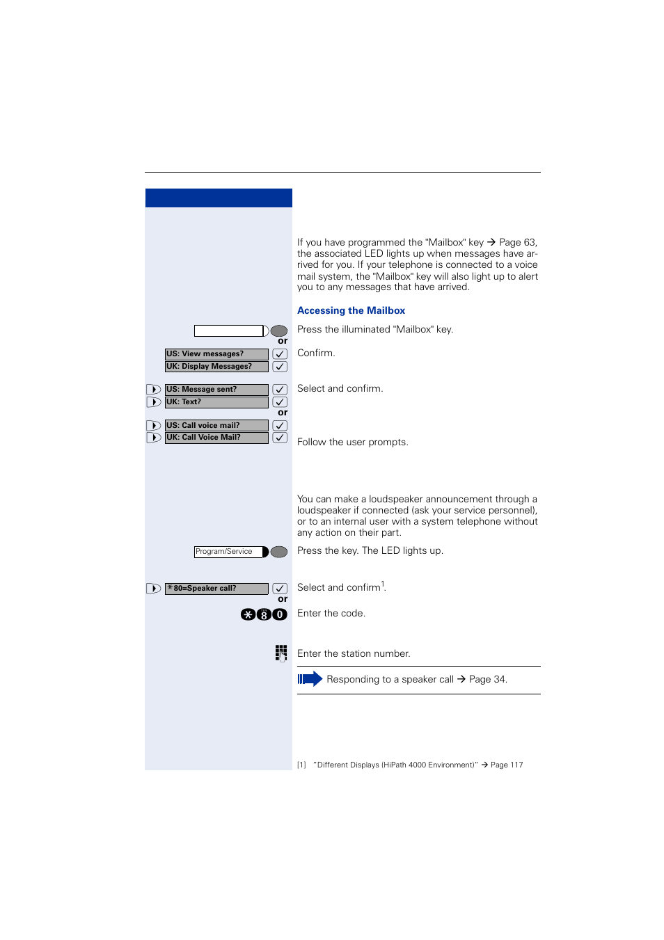 Using mailboxes, Talking to your colleague with a speaker call | Siemens OPTIPOINT HIPATH 2000 User Manual | Page 47 / 139