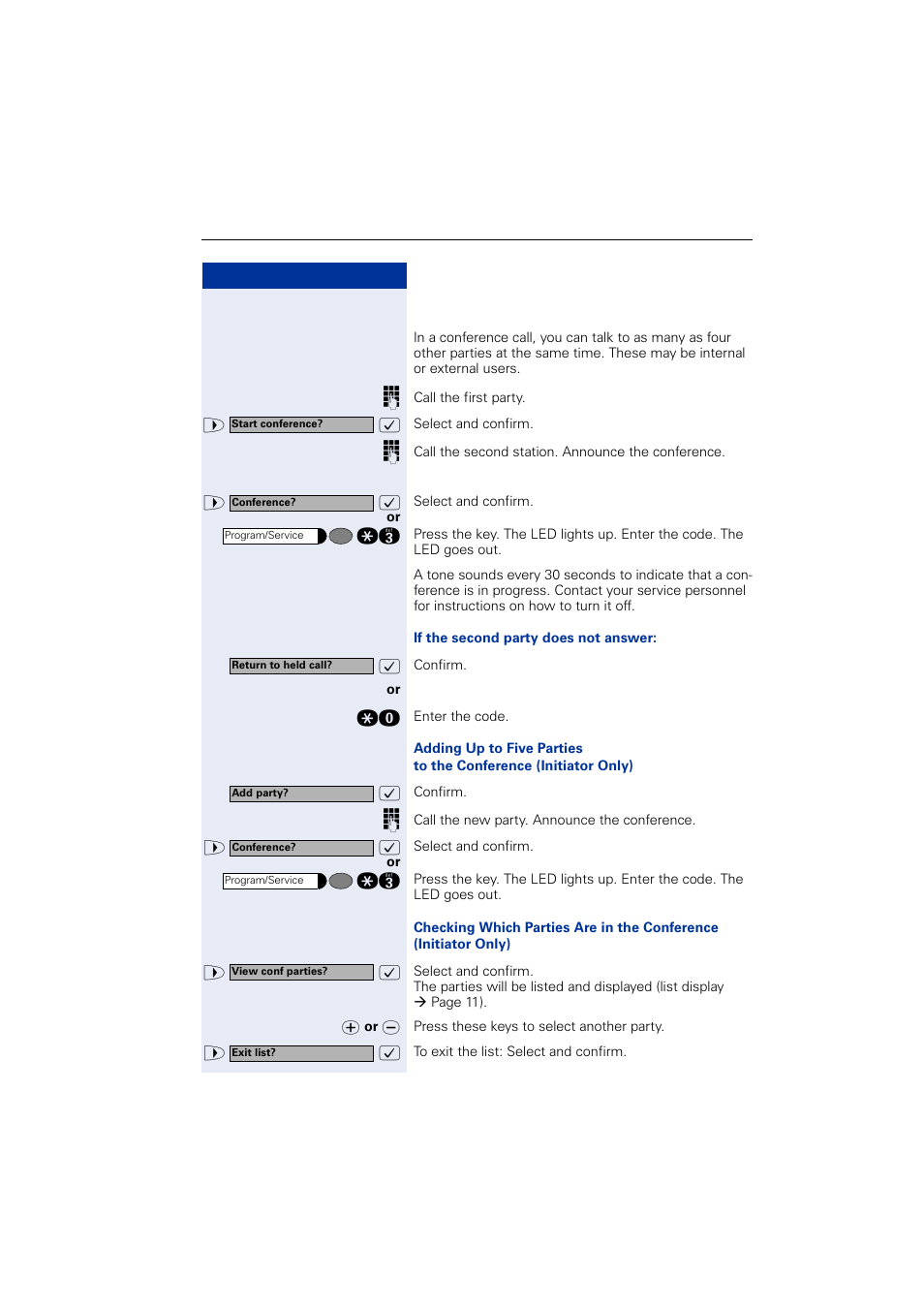 Conducting a conference, Ence | Siemens OPTIPOINT HIPATH 2000 User Manual | Page 55 / 139