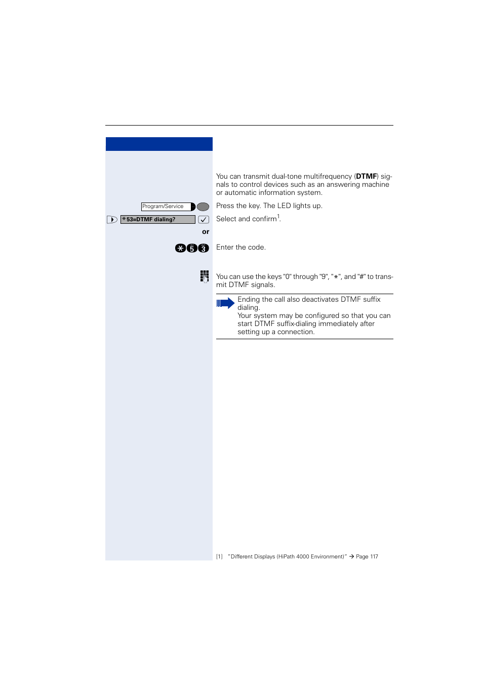 Activating tone dialing/dtmfsuffix-dialing, Activating tone dialing/dtmf suffix-dialing | Siemens OPTIPOINT HIPATH 2000 User Manual | Page 57 / 139