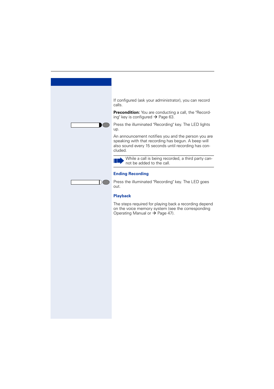 Recording calls | Siemens OPTIPOINT HIPATH 2000 User Manual | Page 58 / 139