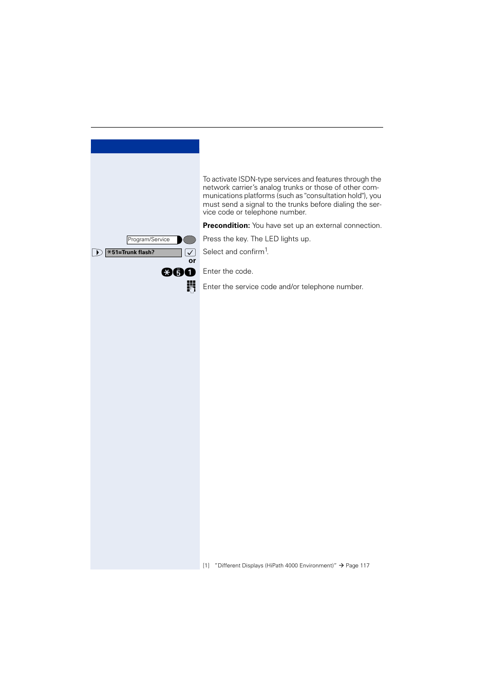 Trunk flash | Siemens OPTIPOINT HIPATH 2000 User Manual | Page 60 / 139