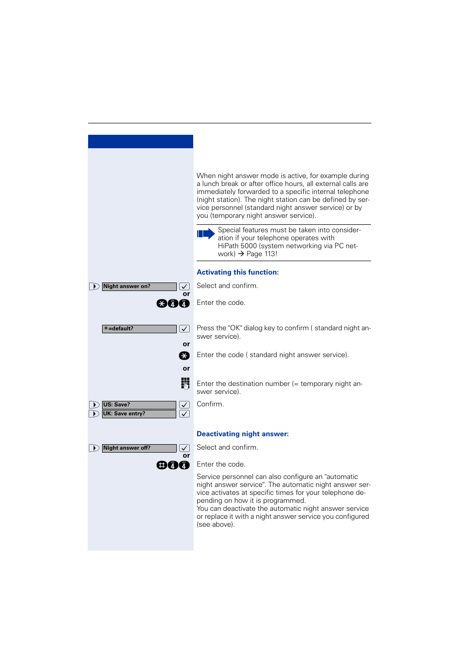 Using night answer | Siemens OPTIPOINT HIPATH 2000 User Manual | Page 62 / 139