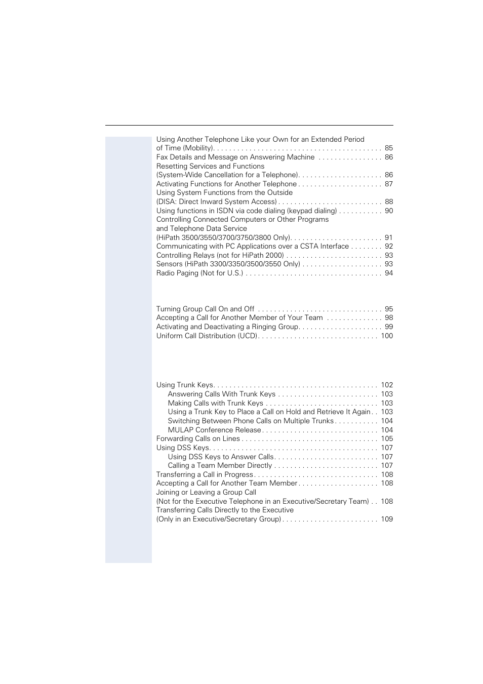 Using other team functions | Siemens OPTIPOINT HIPATH 2000 User Manual | Page 7 / 139