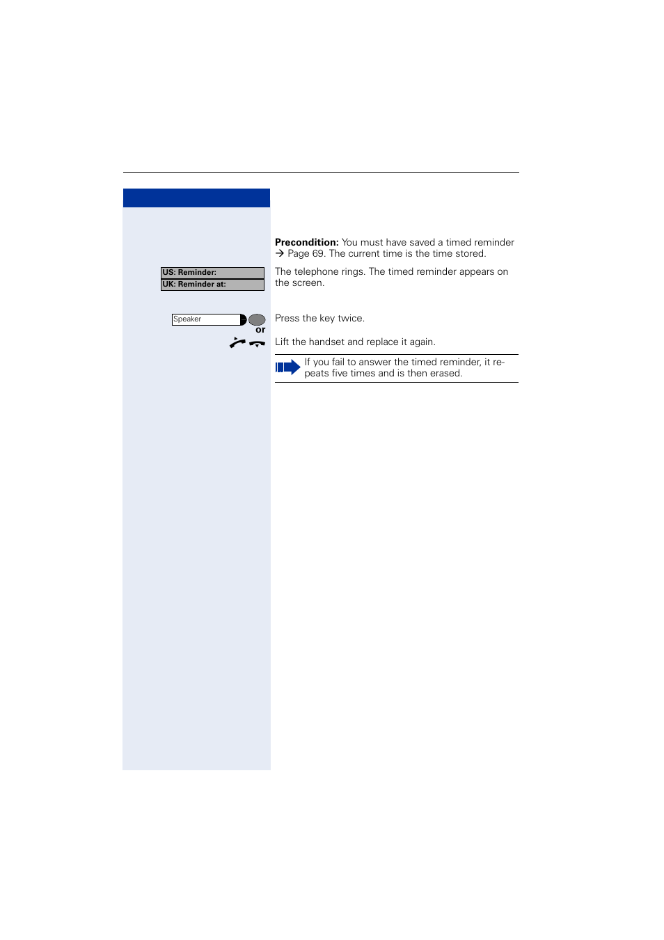 Using timed reminders | Siemens OPTIPOINT HIPATH 2000 User Manual | Page 70 / 139