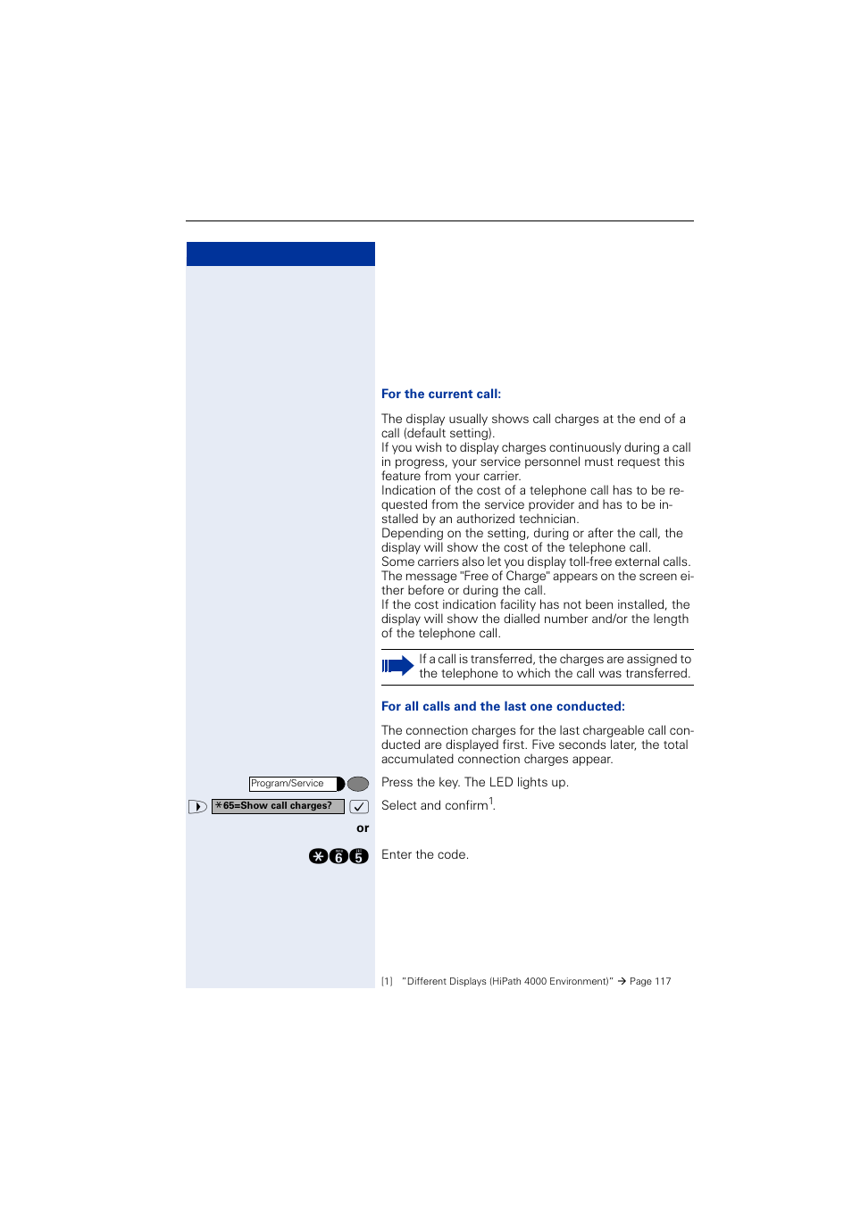 Displaying and assigning call charges, Displaying call charges (not for u.s.) | Siemens OPTIPOINT HIPATH 2000 User Manual | Page 71 / 139