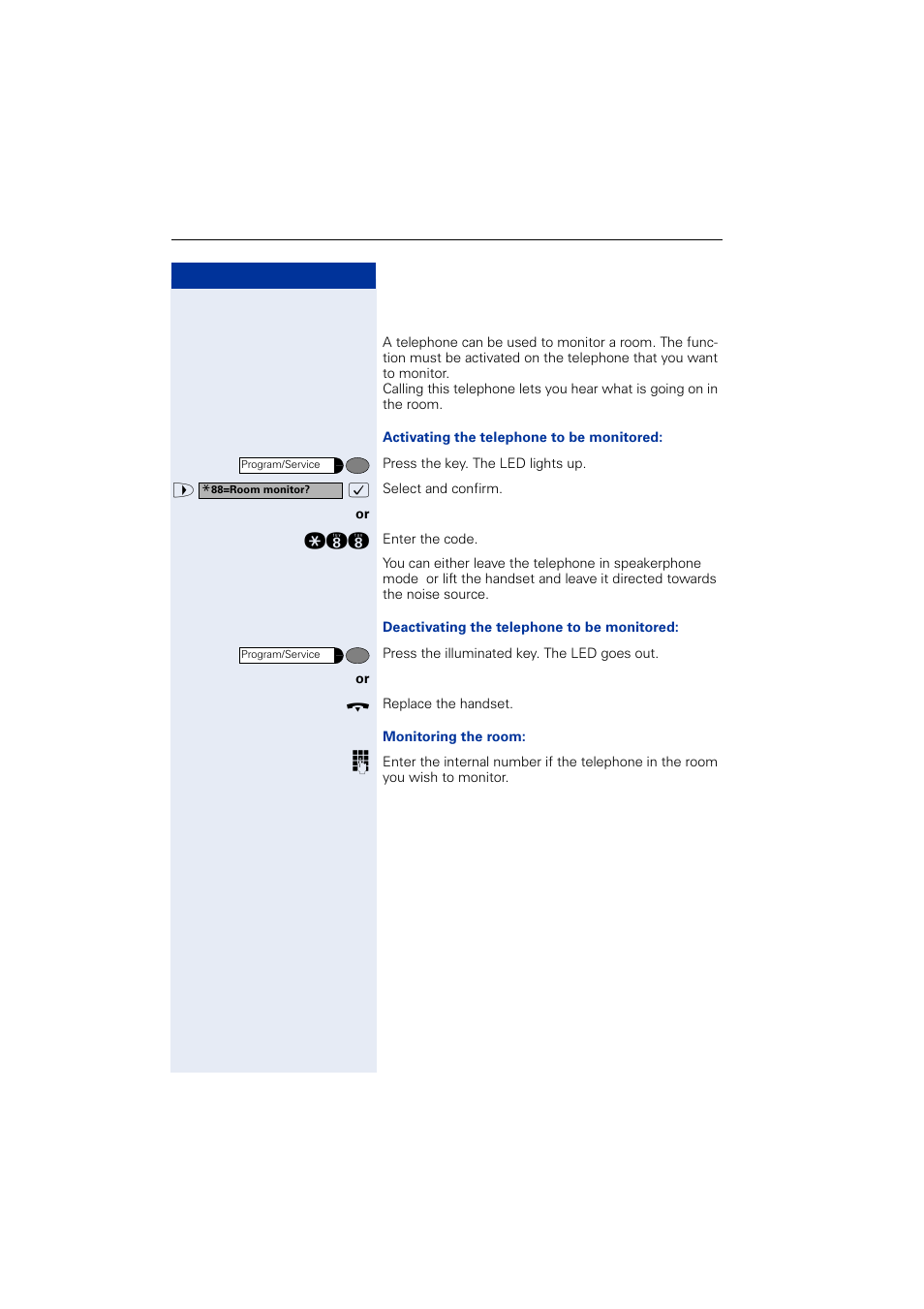 Monitoring a room | Siemens OPTIPOINT HIPATH 2000 User Manual | Page 76 / 139