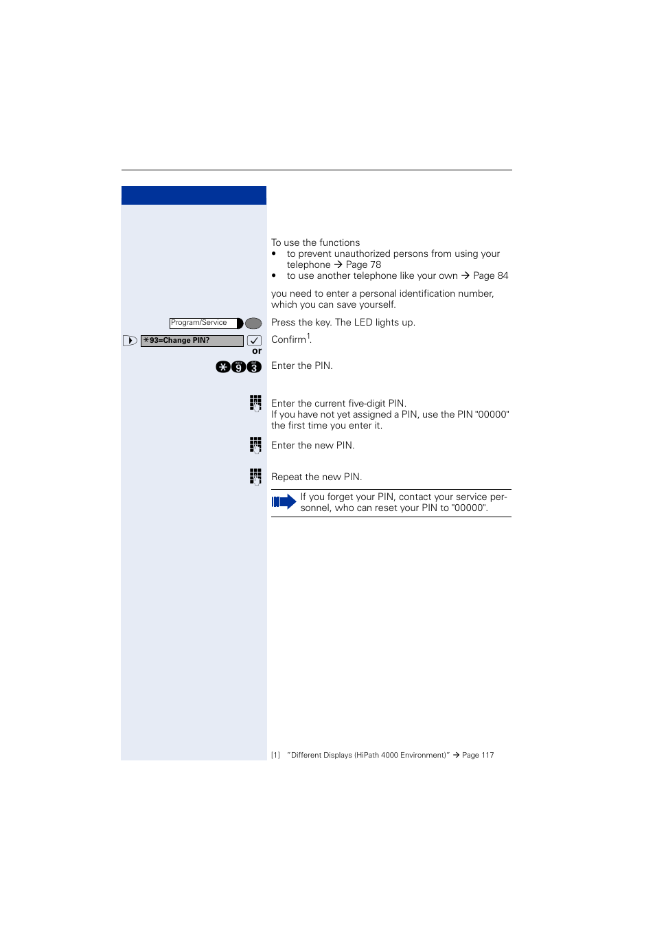 Saving your pin | Siemens OPTIPOINT HIPATH 2000 User Manual | Page 80 / 139