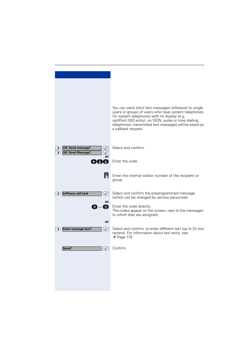 Using other functions, Sending a message, Creating and sending a message | Siemens OPTIPOINT HIPATH 2000 User Manual | Page 81 / 139