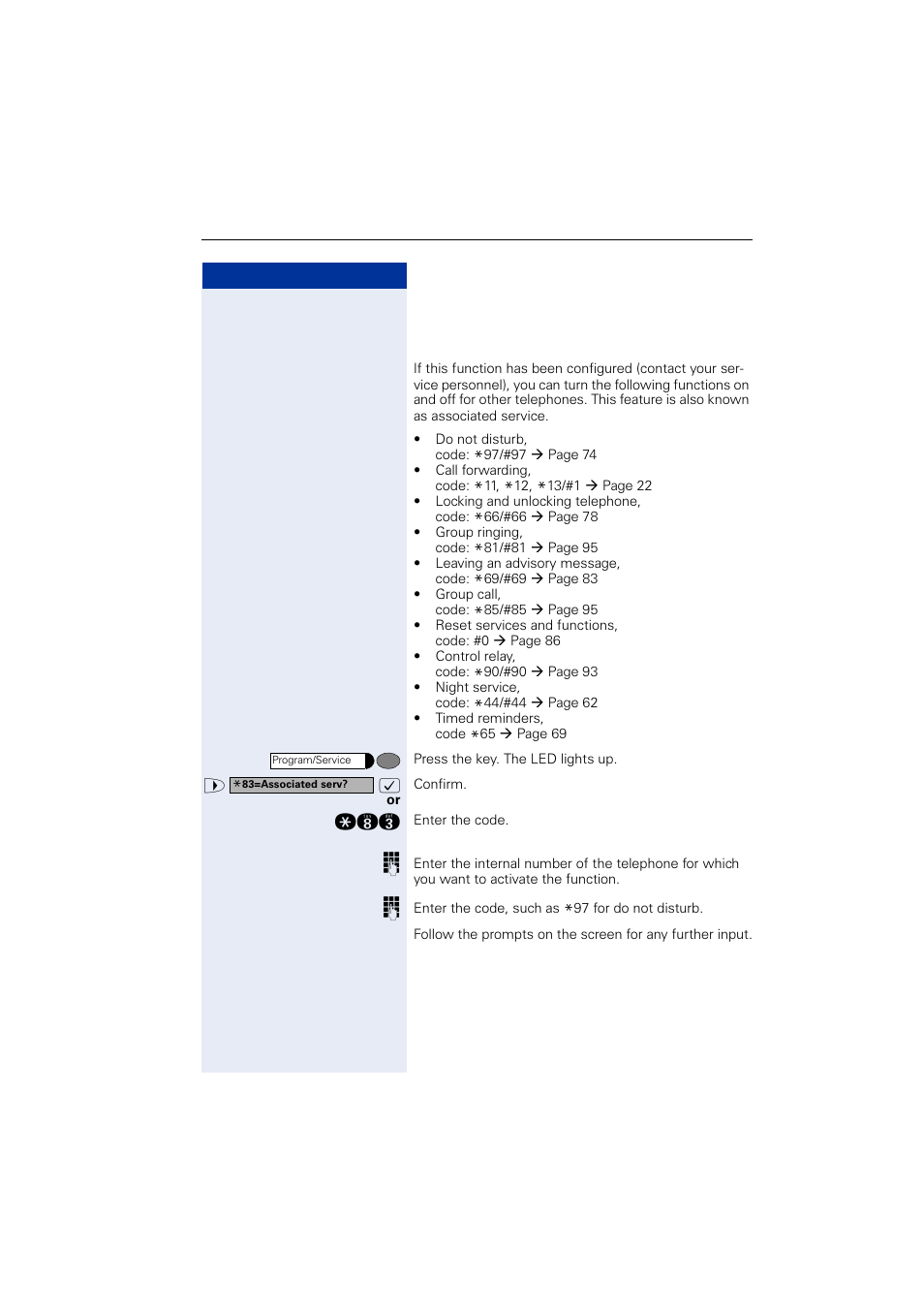 Activating functions for another telephone, Activating functions for another tele- phone | Siemens OPTIPOINT HIPATH 2000 User Manual | Page 87 / 139