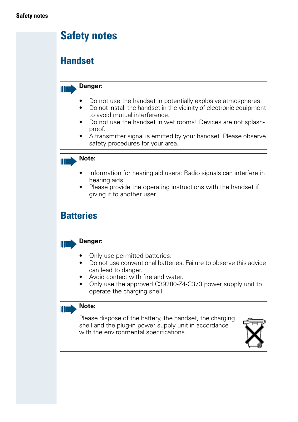 Handset batteries | Siemens HIPATH 500 User Manual | Page 2 / 106