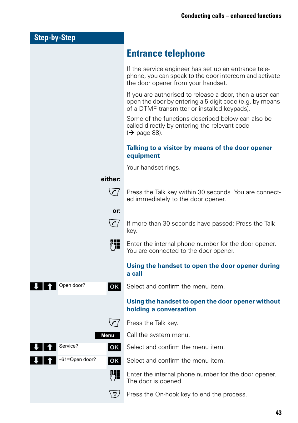 Entrance telephone | Siemens HIPATH 500 User Manual | Page 51 / 106