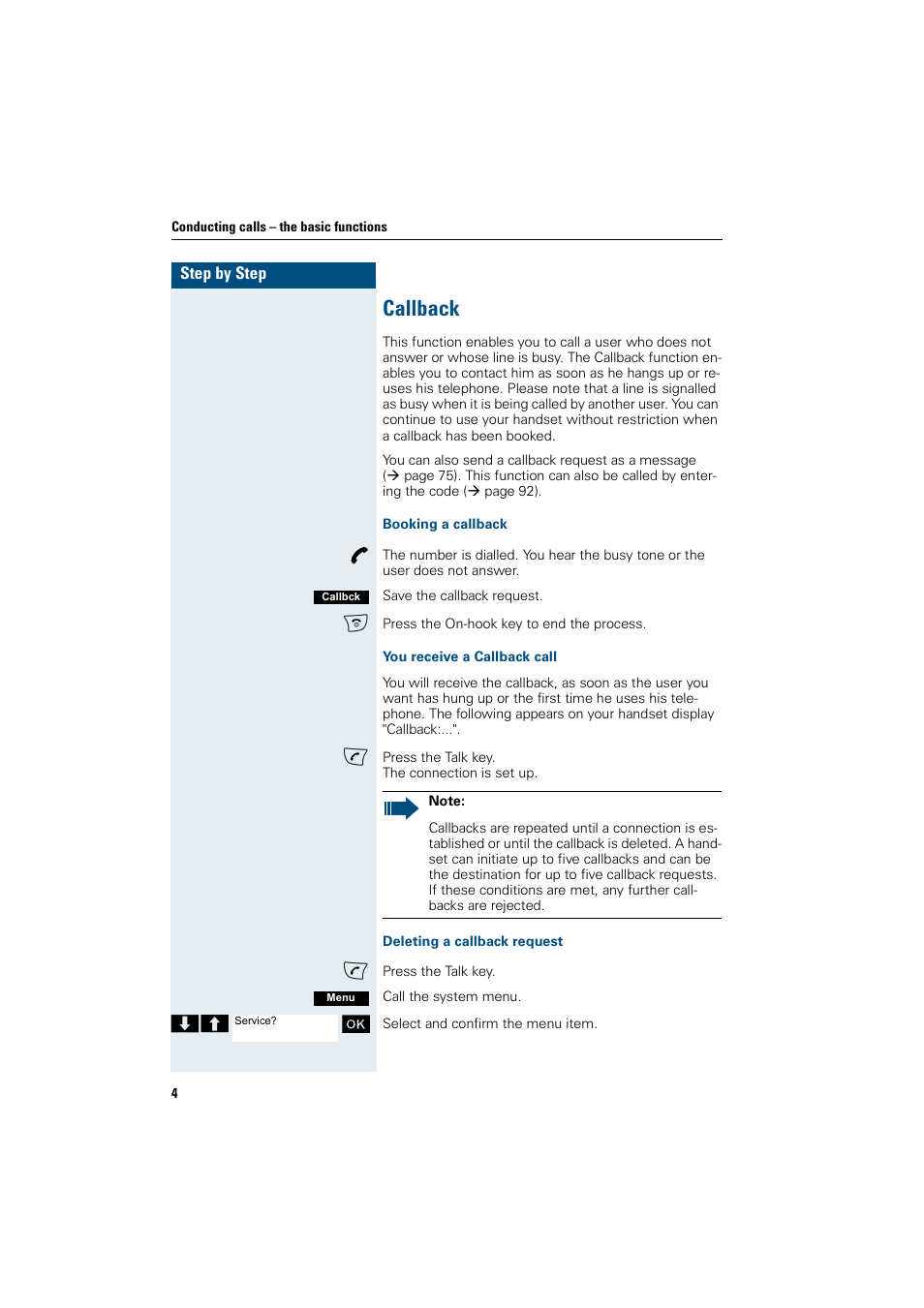 Callback | Siemens Gigaset SL1 User Manual | Page 12 / 110