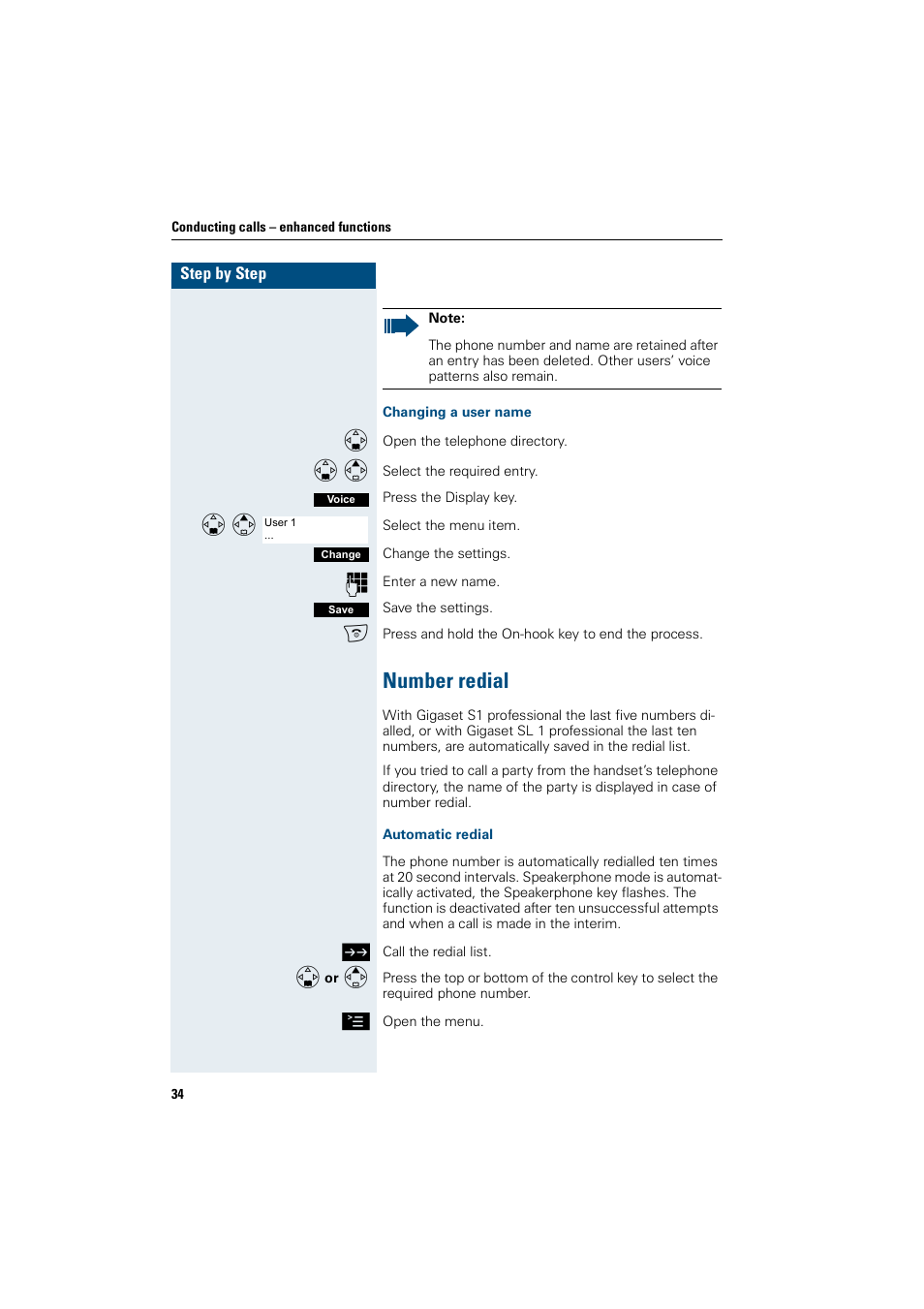 Number redial | Siemens Gigaset SL1 User Manual | Page 42 / 110