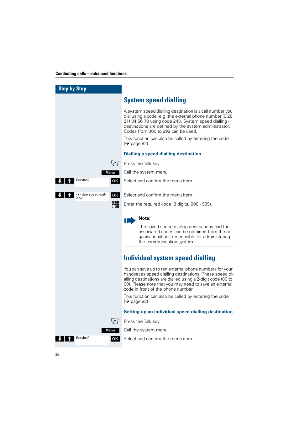 System speed dialling, Individual system speed dialling | Siemens Gigaset SL1 User Manual | Page 44 / 110